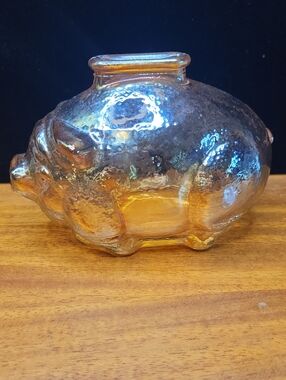 Vintage Amber Glass Pig Bank